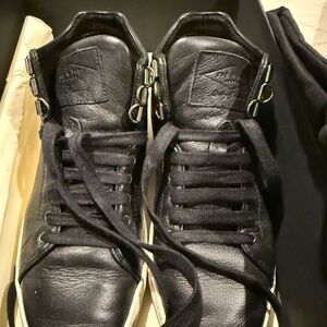 Rag & Bone Dark Leather Sneakers with Metal Accents